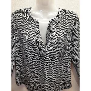 Milano Black & White Design Pullover Tunic Top l Size: S